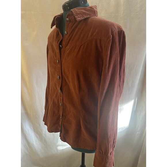 Rockin’ C Rust Corduroy Button-Up Shirt Women’s Medium - Picture 3 of 7